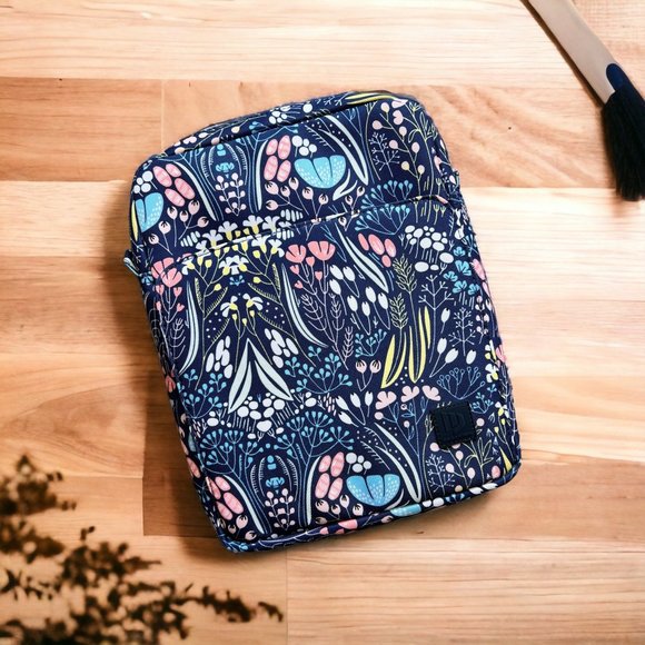 Other - Tablet Carrying Case Sleeve Blue Floral New Shoulder Strap and Handle, Ipad